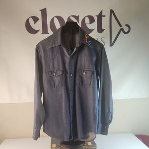 Western Style Blue Button Down Shirt